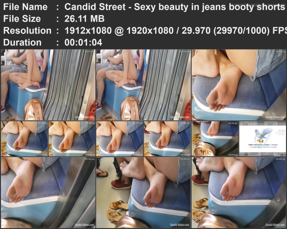 Candid Street - Sexy beauty in jeans booty shorts barefoot i.mp4.jpg